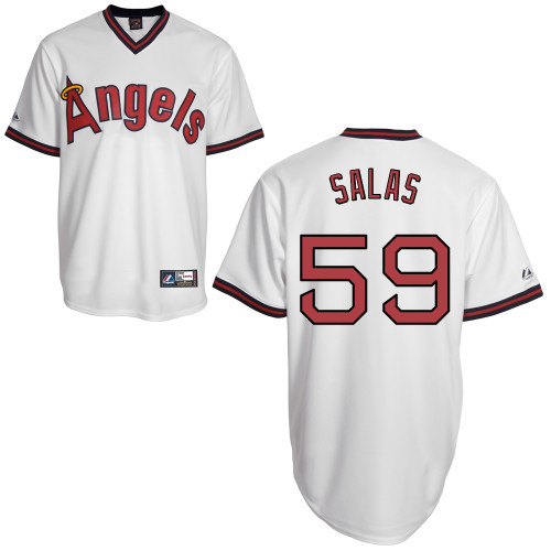 Fernando Salas #59 MLB Jersey-Los Angeles Angels of Anaheim Men's Authentic Cooperstown White Baseball Jersey